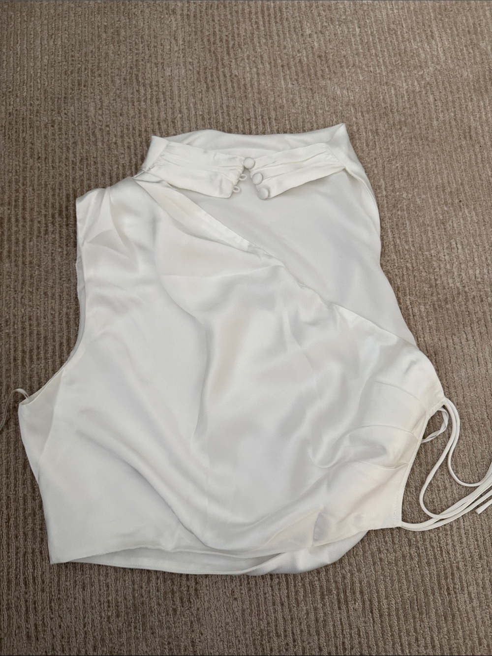 Misha Genesis Satin Top in Ivory White Halter Crop Top Side Tie Size S - Picture 6 of 10